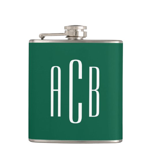 Flasques Chasseur vert et blanc trois lettres Monogramme (Devant)