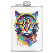 Flasques Chat dans les écouteurs (Devant)