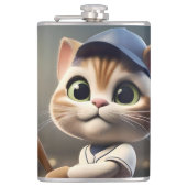 Flasques Chat de baseball 3D amusant, (Devant)