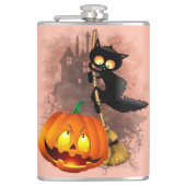 Flasques Chat effrayé par Citrouille Fun Halloween caractèr (Devant)