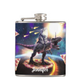 Flasques Chat équitation dinosaure licorne dans l'espace (Devant)