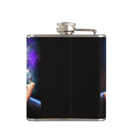 Flasques Chat équitation dinosaure licorne dans l'espace (Dos)