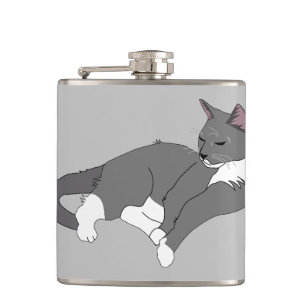 Flasques Chat gris et blanc Tuxedo