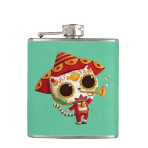 Flasques Chat mignon de mariachi mexicain d'EL