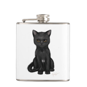 Flasques Chat noir doux de Kitty avec les yeux d'or