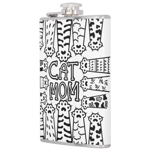 Flasques Chat noir et blanc - Design Empreinte de patte (Gauche)