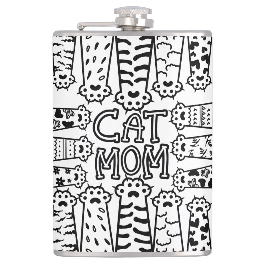 Flasques Chat noir et blanc - Design Empreinte de patte (Devant)