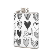 Flasques Chat noir et blanc et Motif de coeur (Gauche)