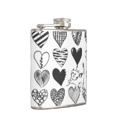 Flasques Chat noir et blanc et Motif de coeur (Droite)