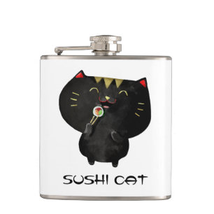 Flasques Chat noir mignon de sushi de Kawaii