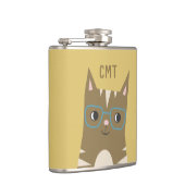 Flasques Chat tigré de hippie mignon avec le monogramme en (Droite)