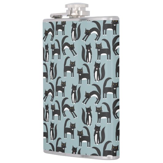 Flasques Chat Tuxedo noir et blanc (Gauche)