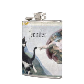 Flasques Chat Tuxedo touchant la patte divine               (Gauche)