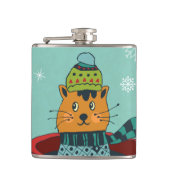 Flasques Chat Whimsical assis dans un thé Noël (Devant)