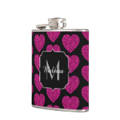 Flasques Chaud coeur rose faux pétille motif Monogramme (Gauche)