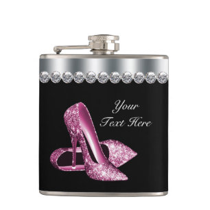Flasques Chaussures roses pailletées rose et noir
