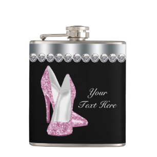 Flasques Chaussures roses pailletées rose et noir