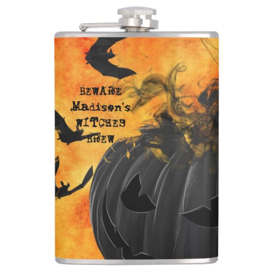 Flasques Chauves-souris noires effrayantes Jack-o'-lantern (Devant)