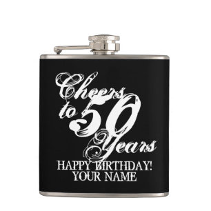Flasques Cheers à 50 ans sur mesure 50e anniversaire cadeau