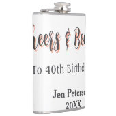 Flasques Cheers & beers to 40th birthday gray name year sin (Droite)