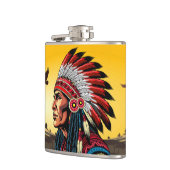 Flasques Chef amérindien sur paysage sauvage coucher de sol (Gauche)