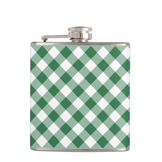 Flasques Chèque vert et blanc shamrock En vichy Hip Flask (Devant)