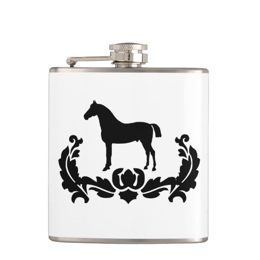 Flasques Cheval noir et blanc Damas (Devant)