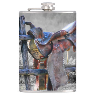 Flasques Cheval Saddle Sur Corral Fence Western Flask