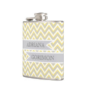 Flasques chevron moderne gris, jaune mariage personnalisé (Gauche)