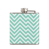 Flasques Chic Aqua Green Chevron et Orange Custom Monogram (Dos)