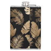 Flasques Chic Black Gold Tropical Feuilles (Dos)