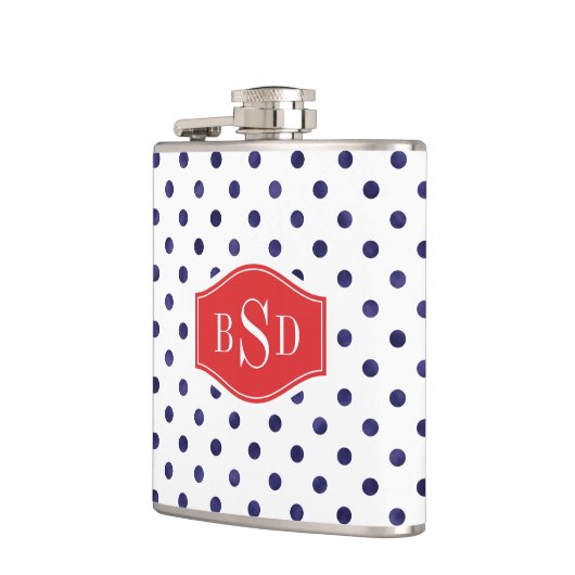 Flasques Chic bleu et blanc motif monogramme (Gauche)