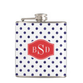 Flasques Chic bleu et blanc motif monogramme (Devant)