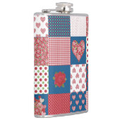 Flasques Chic Coeurs et Rose Faux Patchwork Hip Flask (Droite)