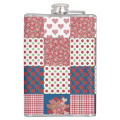 Flasques Chic Coeurs et Rose Faux Patchwork Hip Flask (Dos)