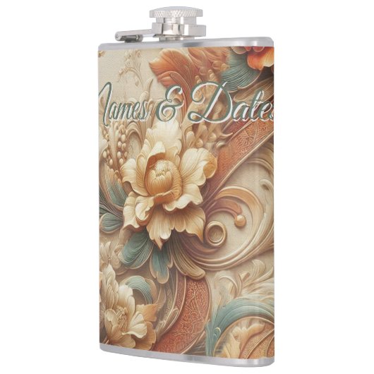 Flasques Chic, Elegant Crèmes & cuir texture fleur look (Gauche)