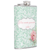 Flasques Chic Elegant Damask, Rose, Message Motivationnel (Droite)