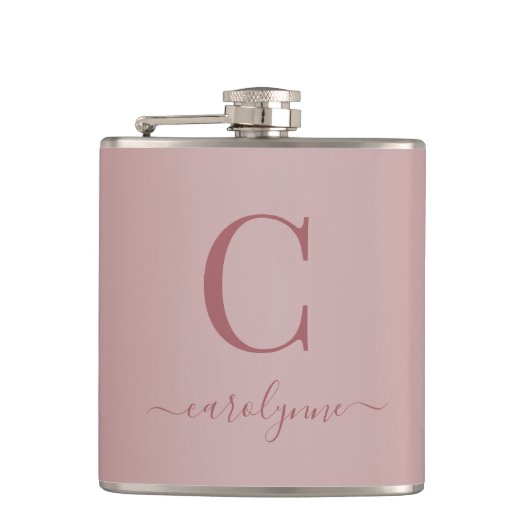 Flasques Chic Elegant Rose Gold Monogramme Script (Devant)