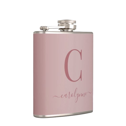 Flasques Chic Elegant Rose Gold Monogramme Script (Droite)