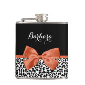 Flasques Chic Empreinte de léopard Brûlé Orange Bow Avec No (Devant)