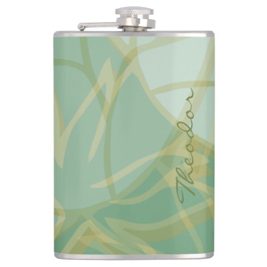 Flasques Chic Gold Green White Abstrait (Devant)