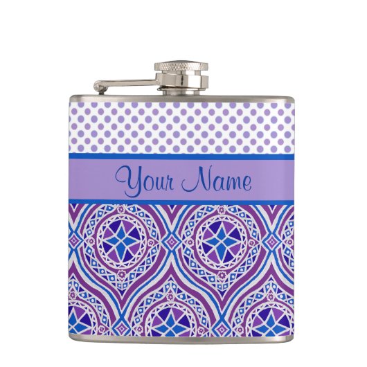 Flasques Chic Hip Flask to Personalize : Mauve, Bleu (Devant)