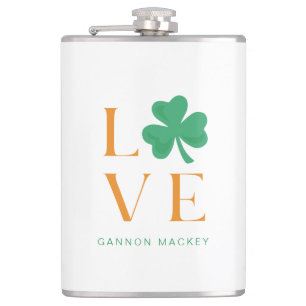 Flasques Chic Irish Love Shamrock Green et Orange