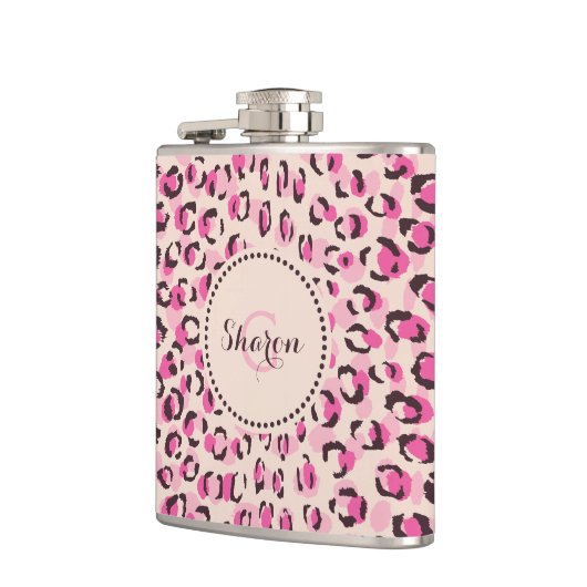 Flasques Chic moderne chic guépard imprimé motif monogramme (Gauche)