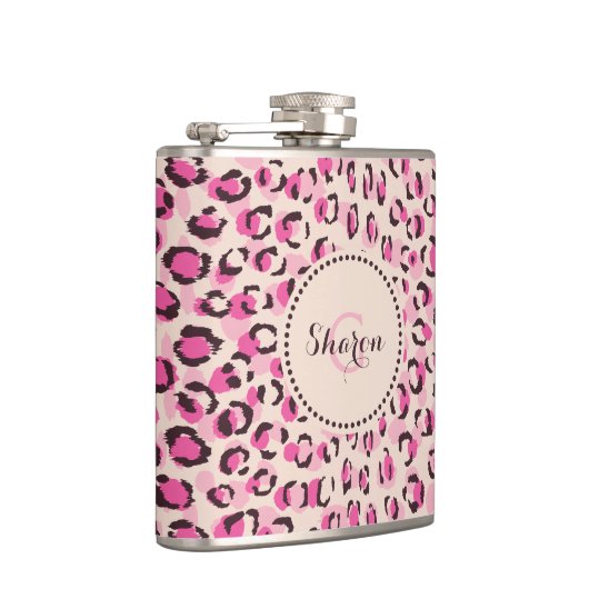 Flasques Chic moderne chic guépard imprimé motif monogramme (Droite)