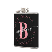 Flasques Chic moderne fille rose noir Nom Script Monogramme (Gauche)