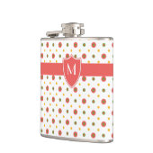 Flasques Chic Monogramme Rouge Blanc Polkas Hip Flask (Gauche)