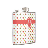 Flasques Chic Monogramme Rouge Blanc Polkas Hip Flask (Droite)