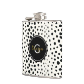 Flasques Chic noir blanc cheetah imprimer motif monogramme (Gauche)