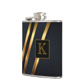 Flasques Chic Noir & Or rayé Monogramme (Gauche)